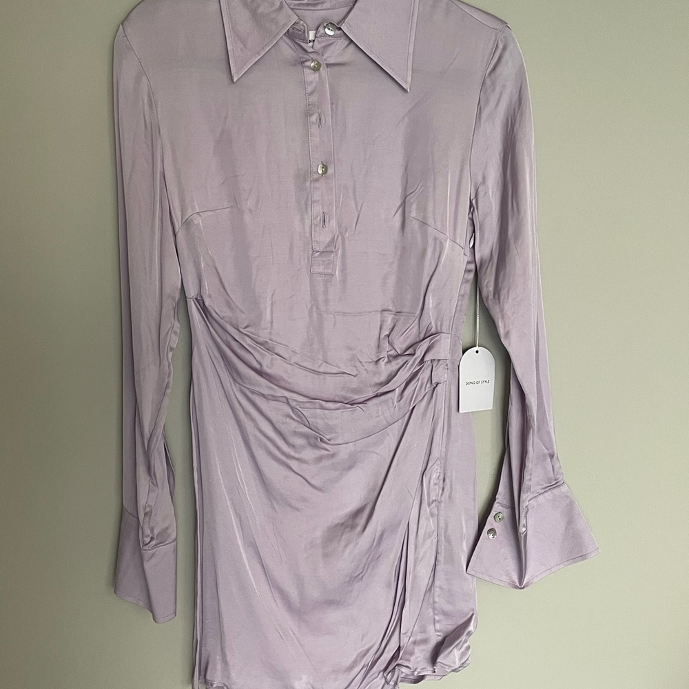 Song of Style Lilac Draped Shirt Dress